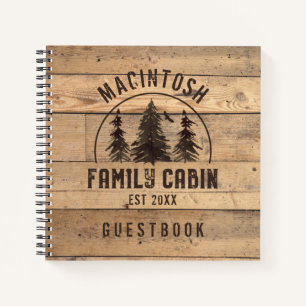 Rustic Family Name Cabin Forest Trees Guestbook Notitieboek