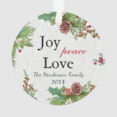 Rustic Family Photo 2-sided Joy Peace Love Xmas (dos)