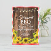 Rustic Farewell BBQ Sunflower Uitnodiging (Staand voorkant)