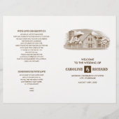 Rustic Farm Grange Wood Mariage Programme plié (Devant)