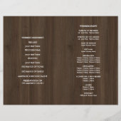 Rustic Farm Grange Wood Mariage Programme plié (Dos)