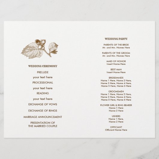 Rustic Farm Mariage Programme plié (Dos)