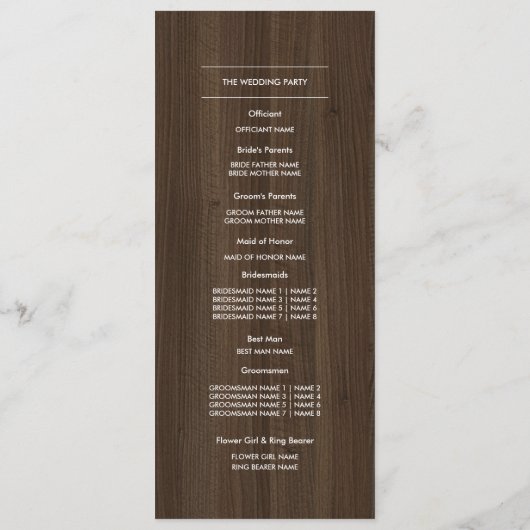 Rustic Farm, Programme de mariage sur le bois de g (Dos)