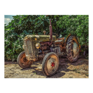 Rustic farm tractor foto afdruk