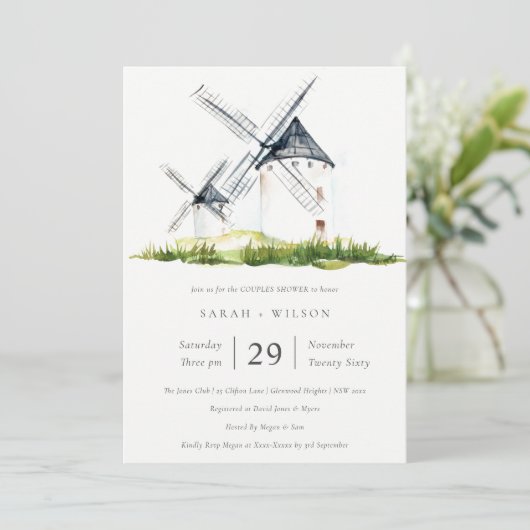 Rustic Farm Windmill Thème Couples Invitation douc (Debout devant)