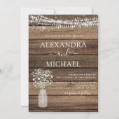 Rustic Farmhouse Baby's Breath Jar Wedding Kaart (Voorkant)