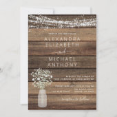 Rustic Farmhouse Baby's Breath Wedding Invitation Kaart (Voorkant)