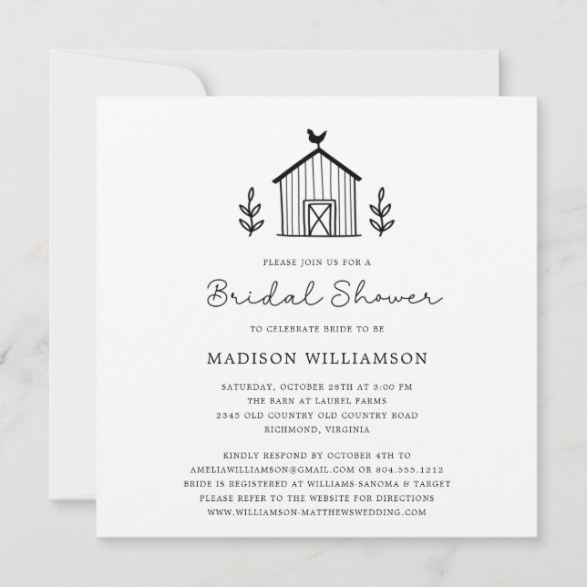 Rustic Farmhouse Barn Script QR code Vrijgezellenf (Voorkant)