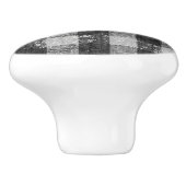 Rustic Farmhouse Black in White Gingham Check Boer Keramische Knop (Zijkant)