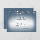 Rustic Farmhouse Bleu Lumières Mariage RSVP (Devant / Derrière)