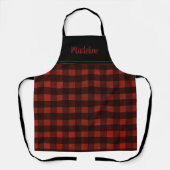 Rustic Farmhouse Buffalo Plaid Naam toevoegen Scho Schort (Voorkant)