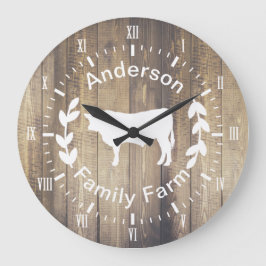 Rustic Farmhouse Bull Koe & Familienaam Grote Klok