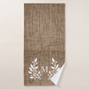 Rustic Farmhouse Burlap Monogram  Badhanddoek