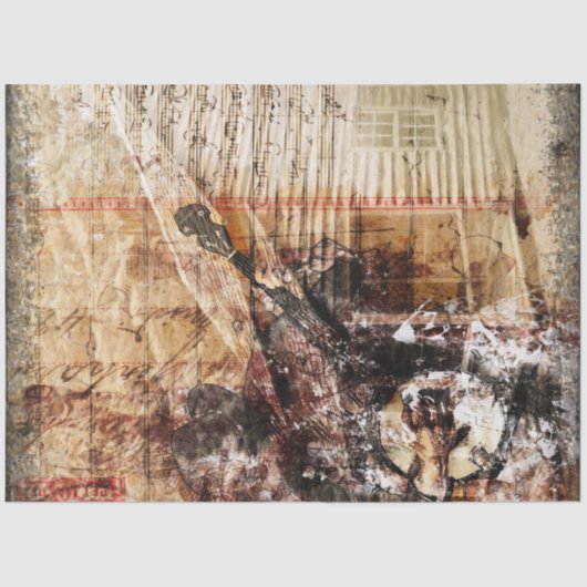 Rustic Farmhouse Cabin Banjo Player Decoupage Tissuepapier (Voorkant)