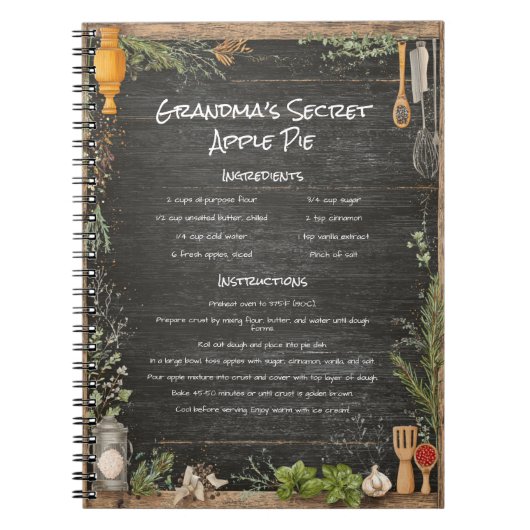 Rustic Farmhouse Chalkboard Recette Journal (Devant)