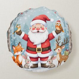 Rustic Farmhouse Christmas Round Pillow Rond Kussen