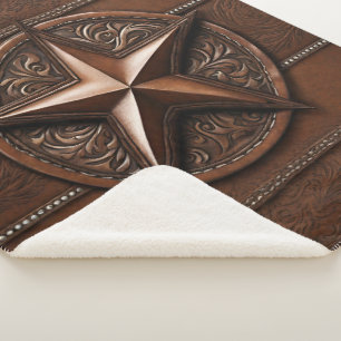 Rustic Farmhouse Cowboy Western Country Texas Star Sherpa Deken