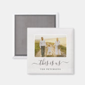Rustic Farmhouse Custom Caption Photo Magnet Magneet (Voorkant / Achterkant)