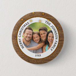 Rustic Farmhouse Family Photo Christmas  Ronde Button 5,7 Cm