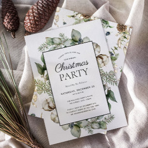 Rustic Farmhouse Greenery Kerstparty Kaart