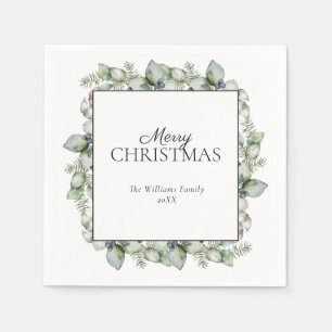 Rustic Farmhouse Greenery Merry Kerstmis Servet