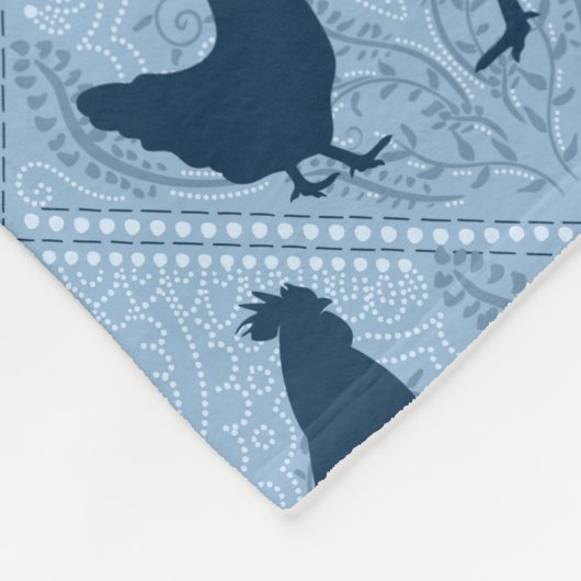 Rustic Farmhouse Hen Pattern – In Blue Fleece Deken (Hoek)