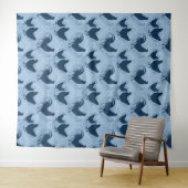 Rustic Farmhouse Hen Pattern – In Blue Wandkleed (In Situ (horizontaal))