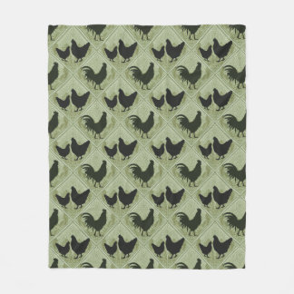 Rustic Farmhouse Hen Pattern – In Green Fleece Deken