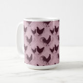 Rustic Farmhouse Hen Pattern – In Pink Koffiemok (Voorkant links)