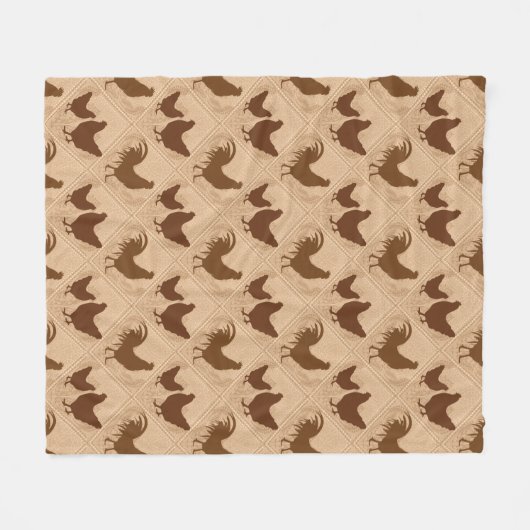 Rustic Farmhouse Hen Pattern – In Warm Brown Fleece Deken (Voorkant (Horizontaal))