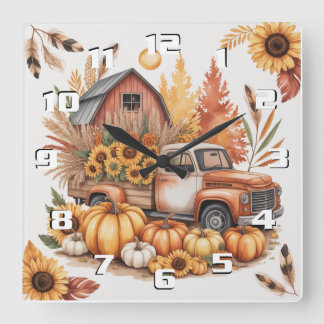Rustic Farmhouse Inspired Autumn and Thanksgiving Vierkante Klok