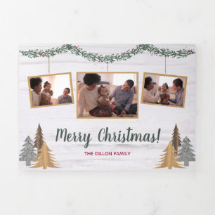 Rustic Farmhouse kerstbomen & Garland 5-foto Drieluik Wenskaart