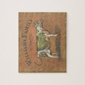 Rustic Farmhouse Koe Monogram Familienaam Legpuzzel (Verticaal)