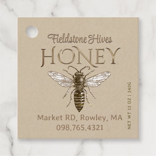 Rustic Farmhouse Kraft Honey  Queen Bee Bedankjes Labels (Voorkant)
