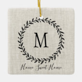 Rustic Farmhouse Laurel Wreated Familienaam Keramisch Ornament (Voorkant)