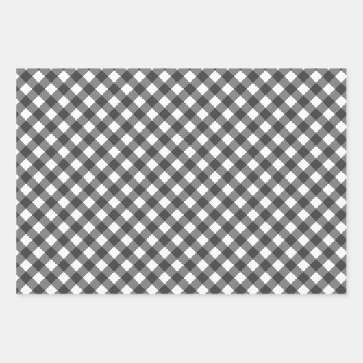 Rustic Farmhouse Monochrome Buffalo Check Geometri Inpakpapier Vel (Voorkant)