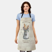 Rustic Farmhouse Monogram Floral Kitchen Schort (Gedragen)