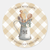 Rustic Farmhouse Monogram Ronde Sticker (Voorkant)