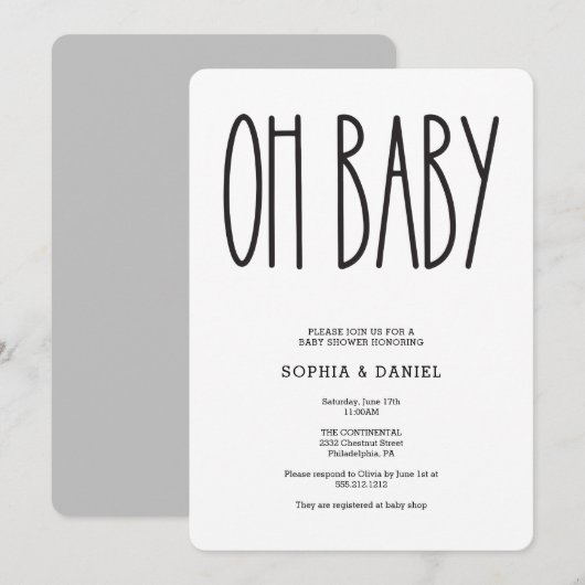 Rustic Farmhouse Oh Baby shower Invite Kaart (Voorkant / Achterkant)