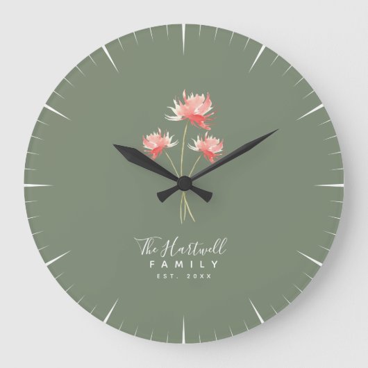 Rustic Farmhouse Personalised Family Name Grote Klok (Voorkant)