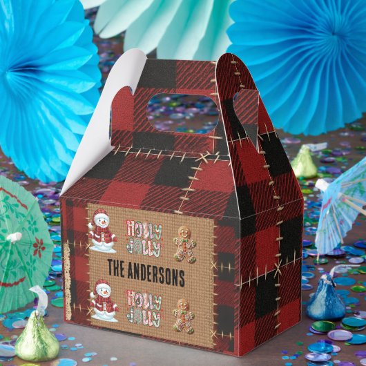 Rustic Farmhouse Red Buffalo Plaid Christmas  Bedankdoosjes (Feest)