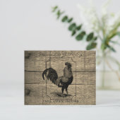 Rustic Farmhouse Rooster Barnwood Briefkaart (Staand voorkant)