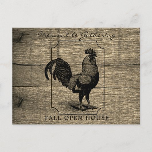Rustic Farmhouse Rooster Barnwood Briefkaart (Voorkant)