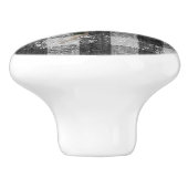 Rustic Farmhouse Rooster Black White Gingham Check Keramische Knop (Zijkant)