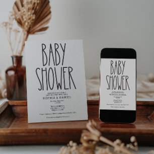 Rustic Farmhouse Simple Baby shower Invite Kaart