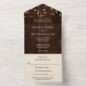 Rustic Farmhouse String Lights Wedding All In One Uitnodiging (Binnen)