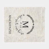 Rustic Farmhouse Style Monogramed Familienaam Fleece Deken (Voorkant (Horizontaal))