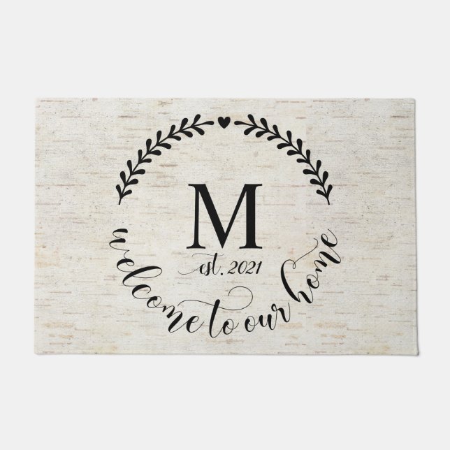 Rustic Farmhouse Style Monogrammed Wood Deurmat (Voorkant)