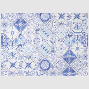 Rustic Farmhouse Tile Blue White Pattern-ontkoppel Tissuepapier