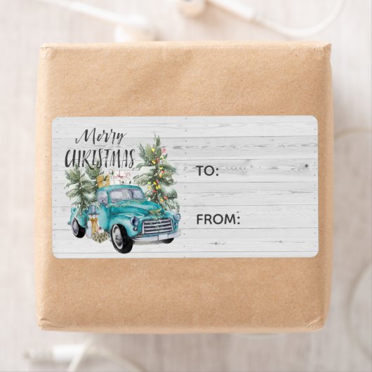 Rustic Farmhouse Truck | kerstcadeaulabel Etiket (Insitu)
